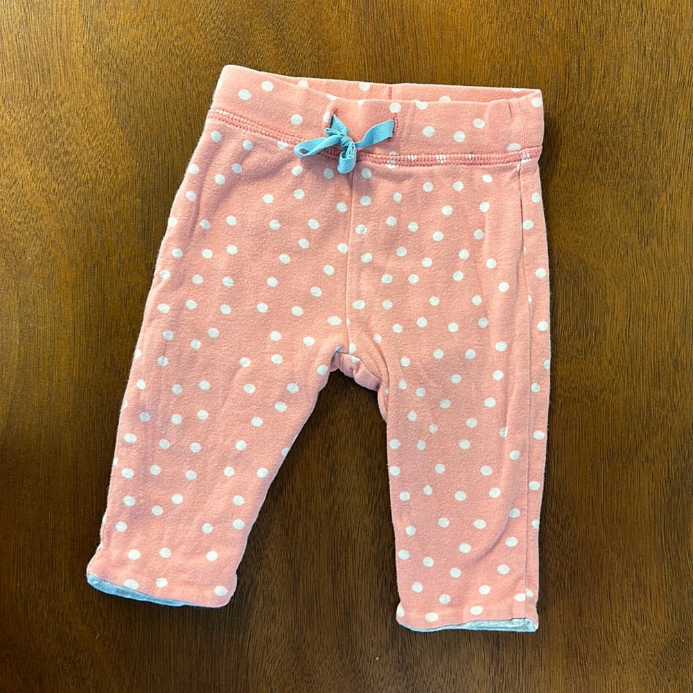Baby Boden reversible pink polka dot pants 3-6 months